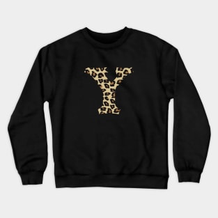 Letter Y Leopard Cheetah Monogram Initial Crewneck Sweatshirt